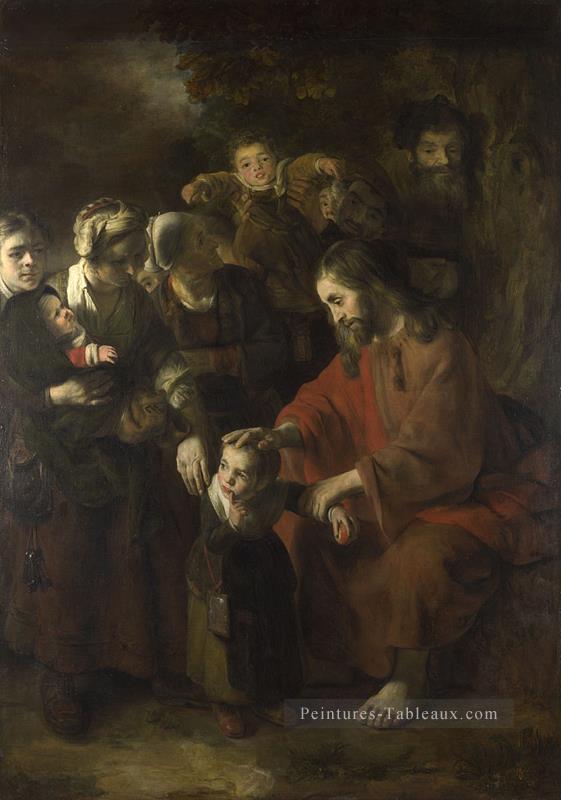 Christ bénissant les enfants Baroque Nicolaes Maes Peintures à l'huile